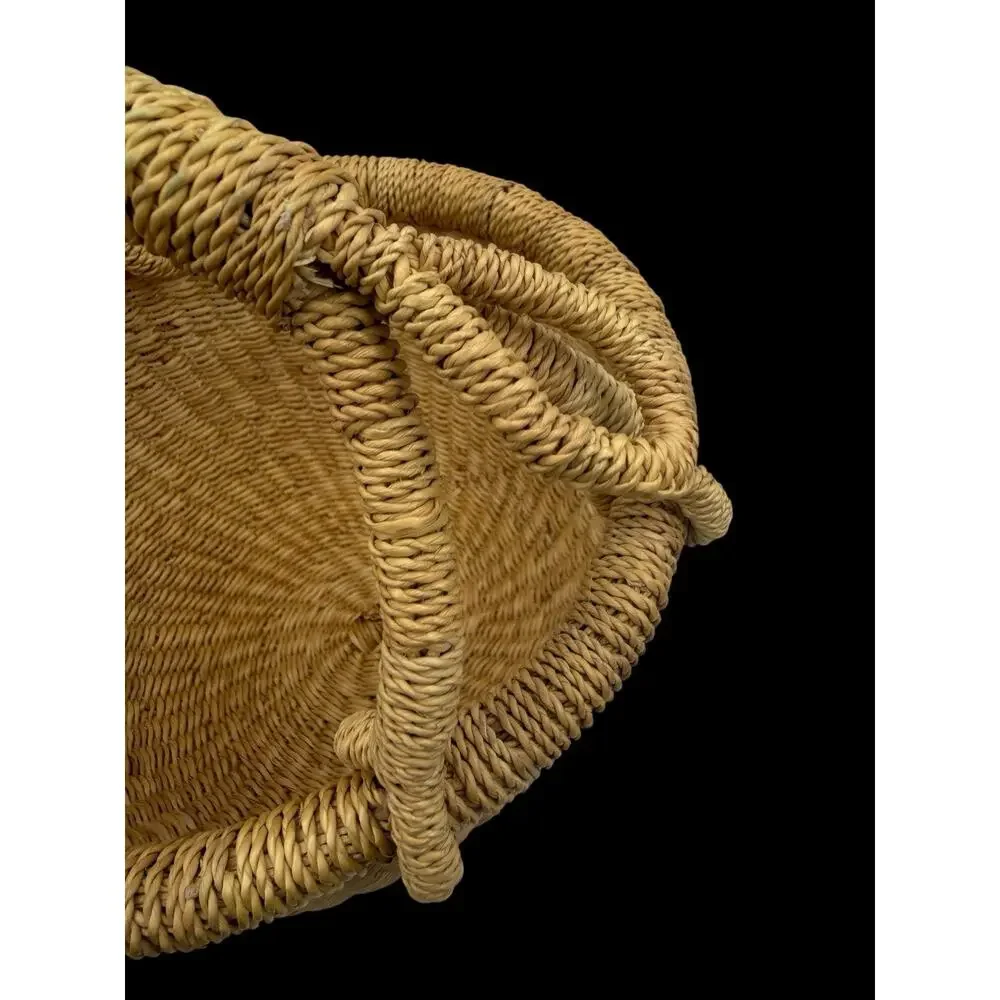 Handmade Bolga Basket Ghana Garden Small Herb Gathering Woven Elephant Grass 9